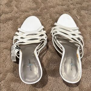 Jaclyn Smith White Heels with Crisscross Straps